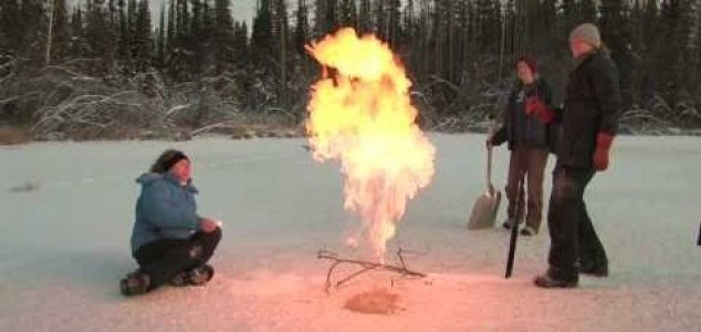 Lake has so much methane you can set it on fire
